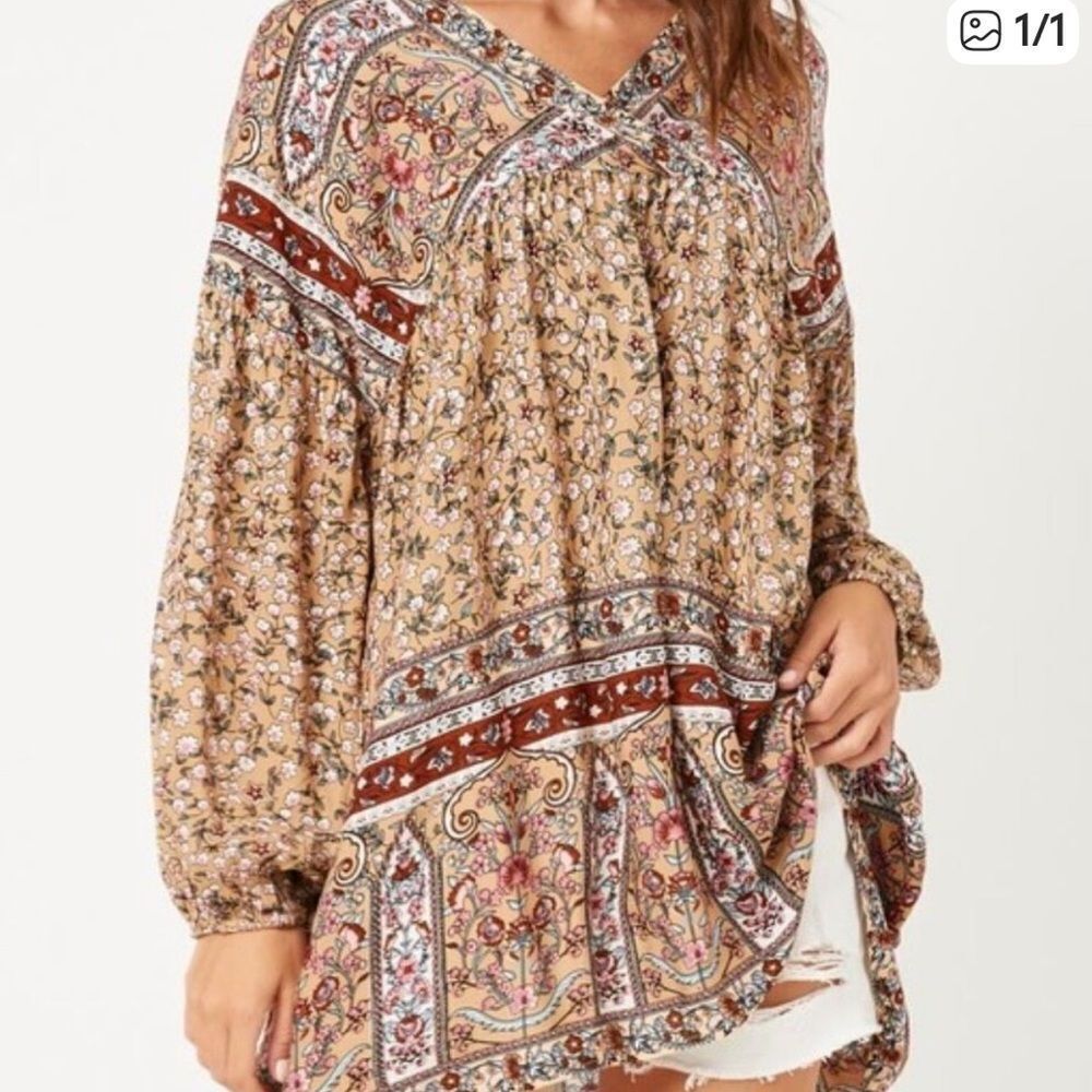 New Hayden floral border print long sleeve tunic